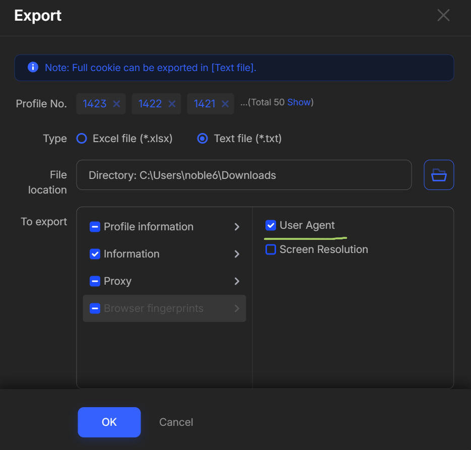 Включите User Agent