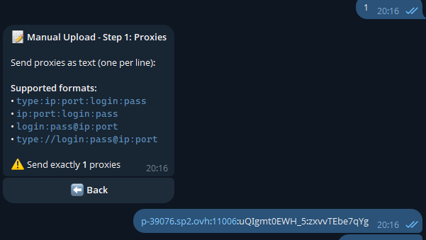 Отправка прокси в бот